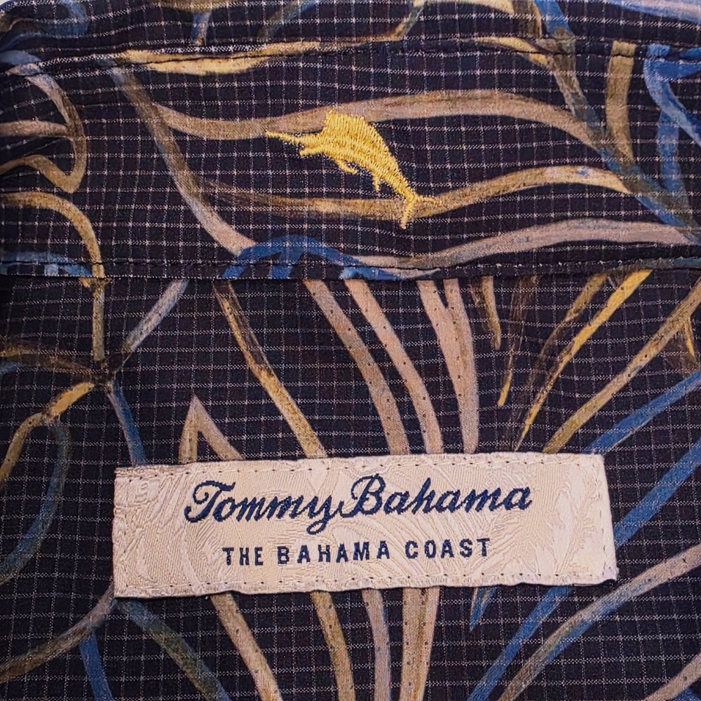 Tommy Bahama The Bahama Coast Mens Large Blue Floral Performance Shirt ST326005 - Picture 5 of 11